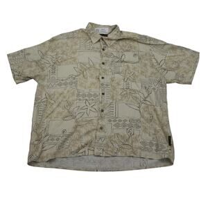 Natural Issue Shirt Mens XL Beige Short Sleeve Spread Collar Button Geometric